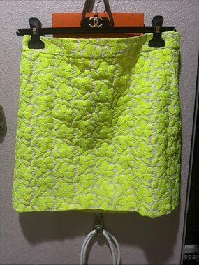 J. Crew Neon Yellow Floral Textured Mini Skirt
